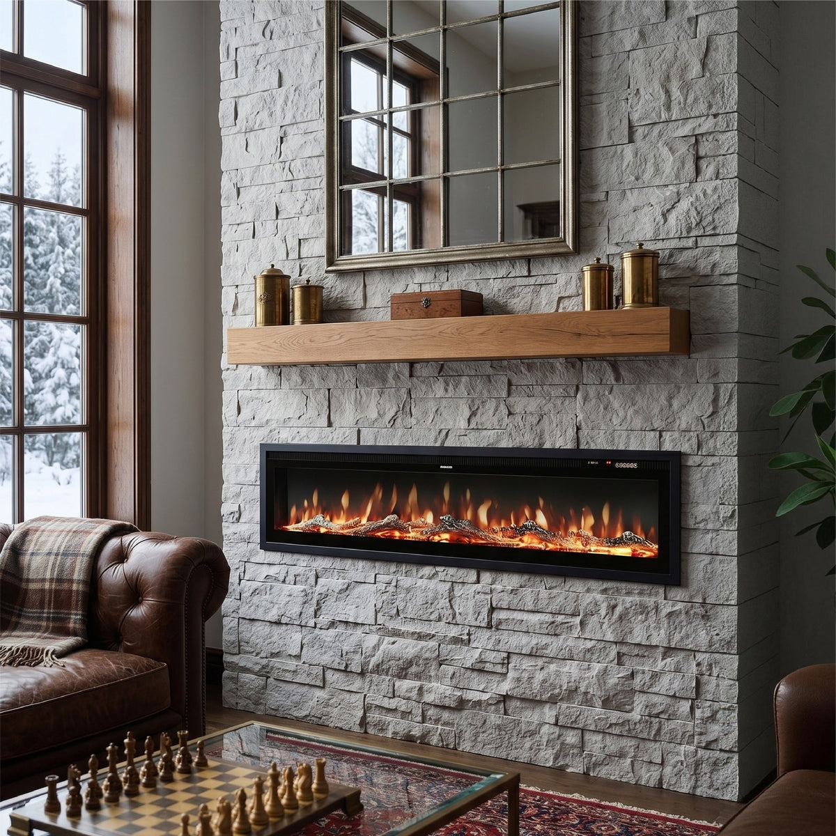 1800W Electric Fireplace with Wifi & Remote Control