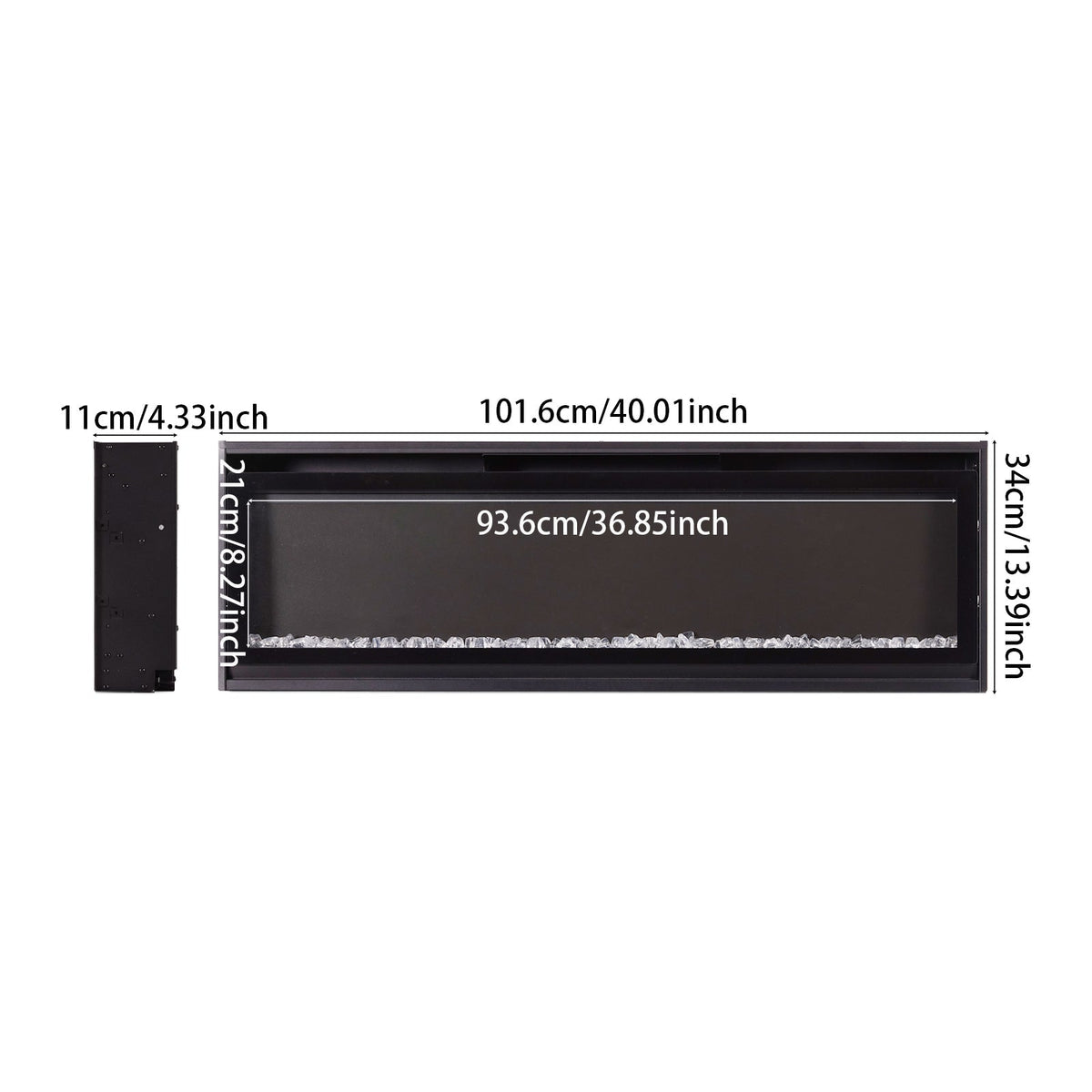 40/50/60-inch Wall Mounted Electric Fireplace with Remote Control