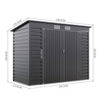 8 x 4 ft Galvanised Steel Garden Storage Shed with Lockable Double Doors