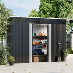 8 x 4 ft Metal Garden Storage Shed with Lockable Sliding Doors
