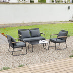 4 Seater PE Rattan Patio Conversation Garden Furniture Set
