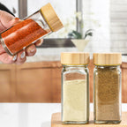 12Pcs / 24Pcs Glass Spice Jars with Bamboo Lids