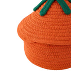 2-Piece Decorative Halloween Pumpkin Woven Baskets with Lids