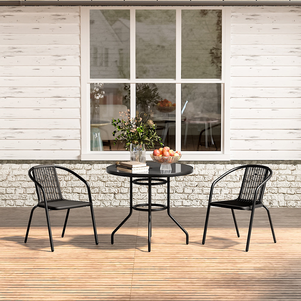 2/4 Pcs Garden Dining Chairs Set with Round Table