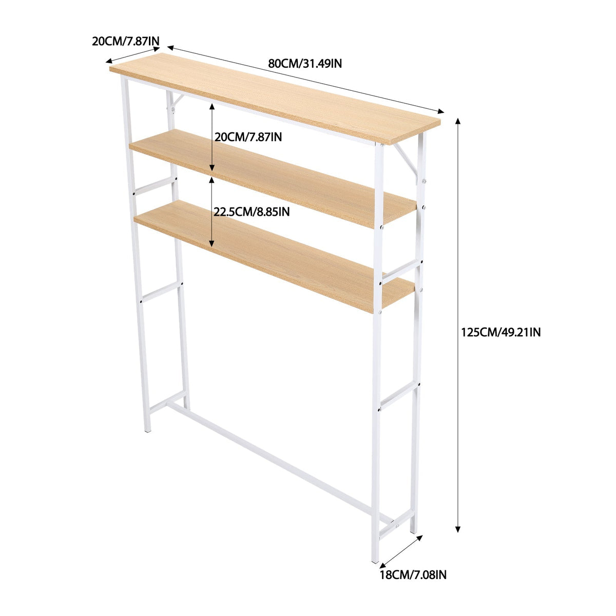 Garden Sanctuary 3-Tier Wood-Grain Narrow Console Table rack with sleek, natural wood finish and modern design for entryways or living rooms.