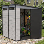 6 x 6 ft Plastic Garden Storage Shed with Pent Roof & Lockable Door