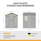 6 x 6 ft Plastic Garden Storage Shed with Apex Roof & Double Doors