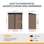 5 x 3 ft Metal Garden Storage Shed with Pent Roof & Lockable Door