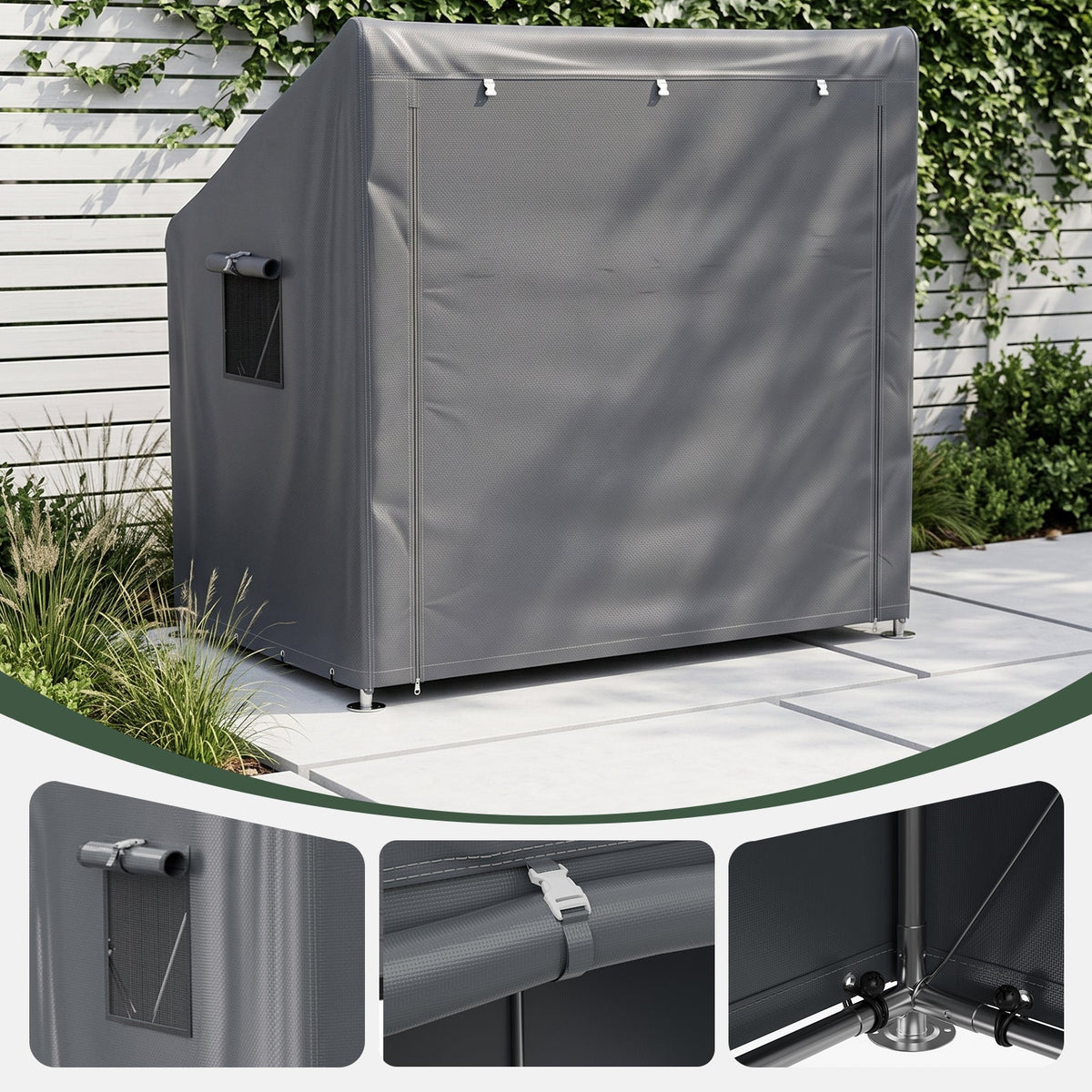 6 x 4 ft Outdoor Garden Storage Shelter Bike Tent with Roll-Up Zipper Door
