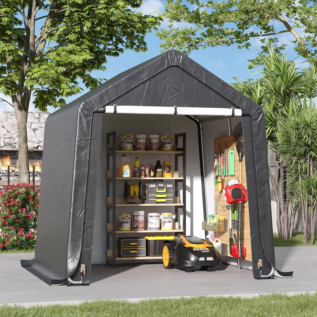 6 x 6 ft Garden Storage Shelter with Galvanised Steel Frame
