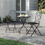 3 Piece Black Aluminium Garden Bistro Set with Mosaic Table Top