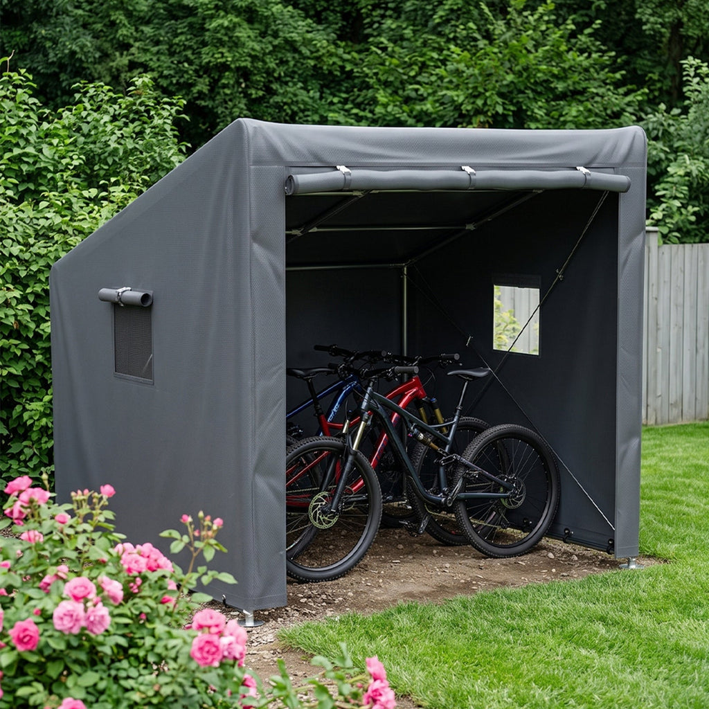 6 x 5 ft Outdoor Garden Storage Shelter Bike Tent with Roll-Up Zipper Door