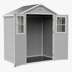 6 x 4 ft Plastic Garden Shed with Apex Roof & Lockable Double Doors