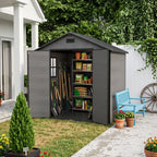 8 x 4 ft Plastic Garden Storage Shed with Apex Roof & Double Doors