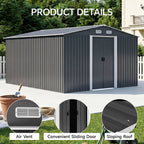 10 x 12 ft Metal Garden Storage Shed with Apex Roof