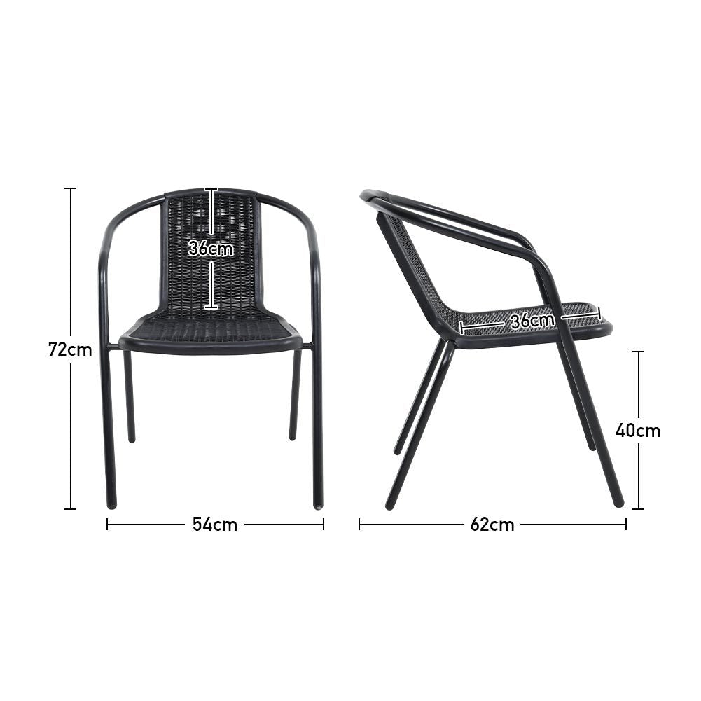 6 Pcs Black Outdoor Dining Chairs