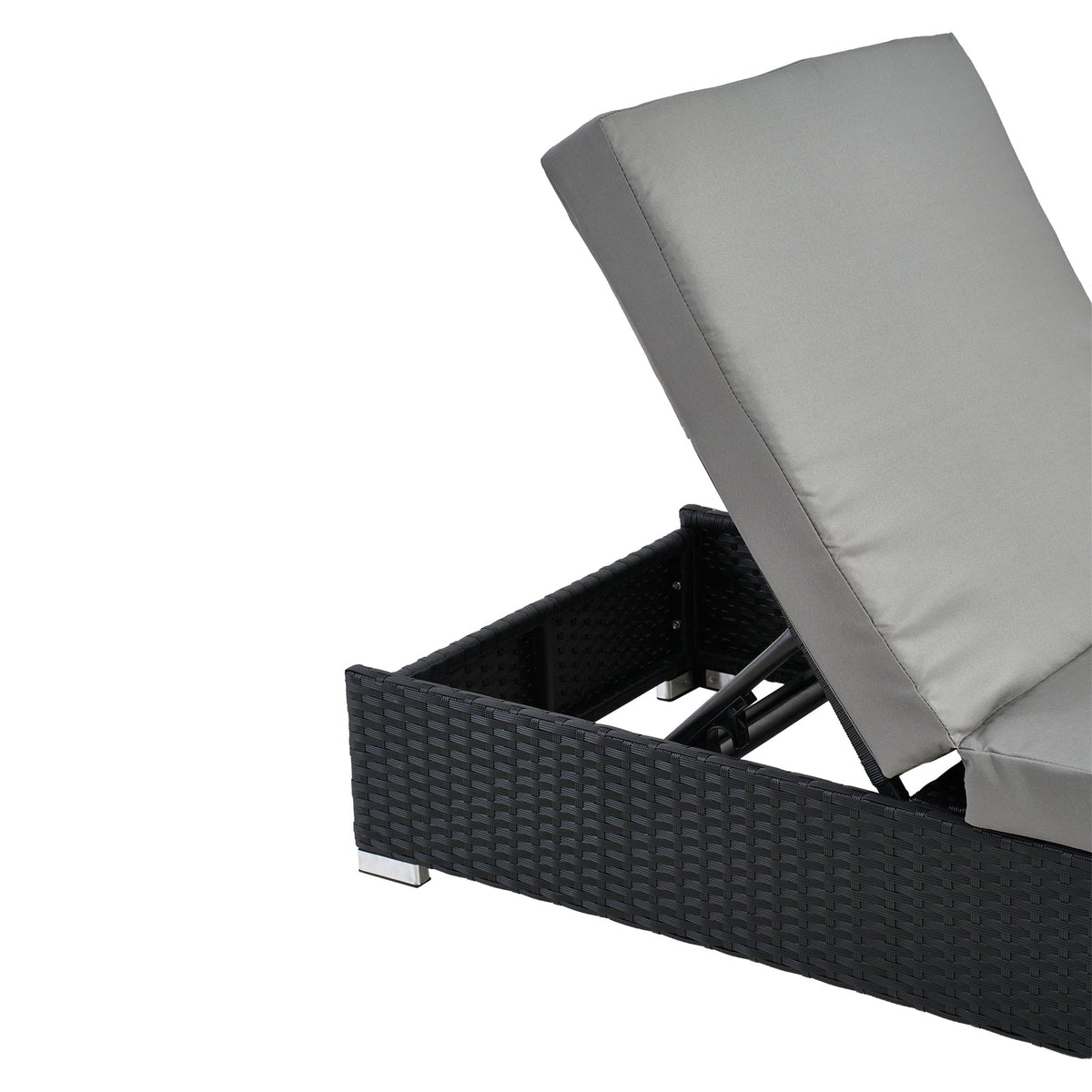 3 Piece Rattan Rattan Sun Lounger with Storage Table