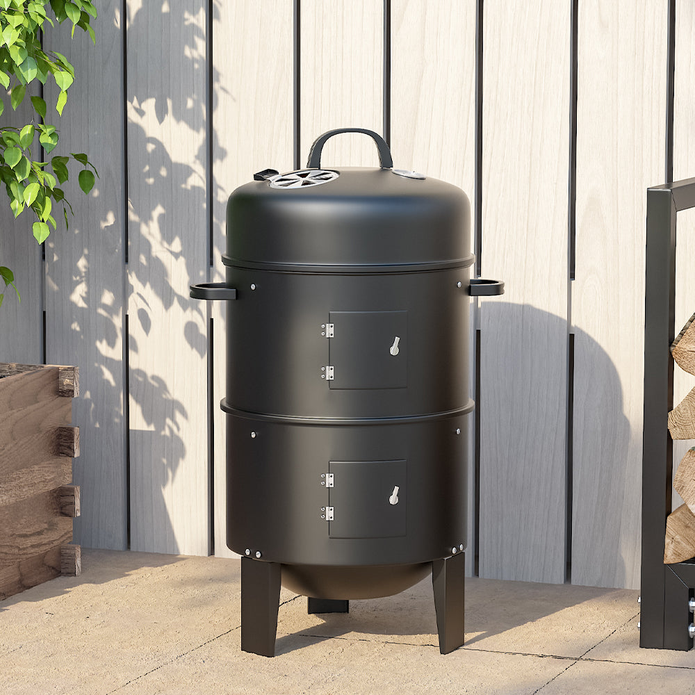 3 in 1 Garden 3-Tier Charcoal Grill with Smoker