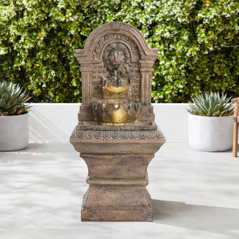 63CM Height Solar-Powered Garden Cascading Water Fountain with LED Light