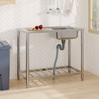 201 Stainless Steel Commercial Sink with Drainboard