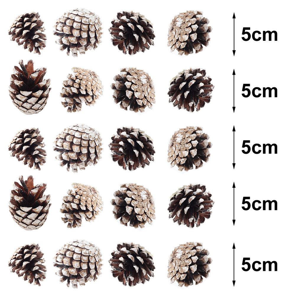 Set of 30 white painted Christmas tree hanging ornaments from Garden Sanctuary, decorative holiday tree decorations.