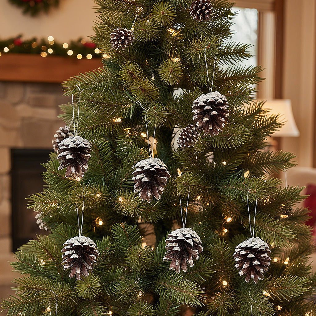 Set of 30 white paint Christmas tree hanging ornaments by Garden Sanctuary, featuring festive holiday designs and decorations.