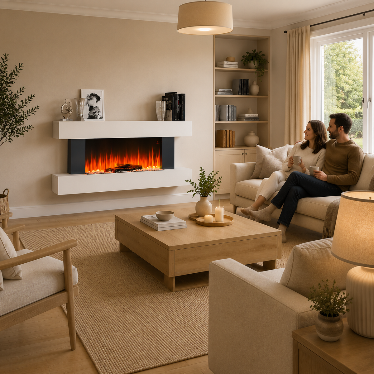 52 Inch MDF Electric Fireplace Suite with WiFi App and Remote Control