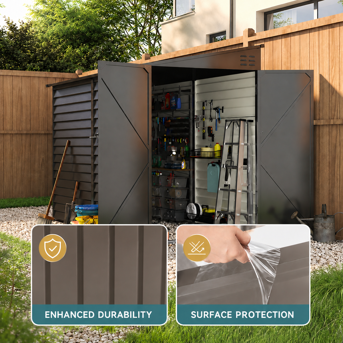 4.6x9 ft Wide Outdoor Lockable Steel Storage Shed