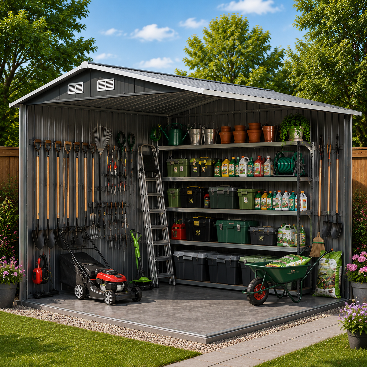 10 x 12 ft Metal Garden Storage Shed with Apex Roof
