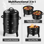 3 in 1 Garden 3-Tier Charcoal Grill with Smoker