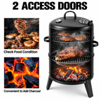 3 in 1 Garden 3-Tier Charcoal Grill with Smoker