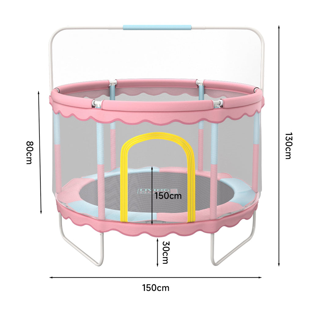 130CM Height Outdoor Kids Trampoline with Balance Bar and Safety Net