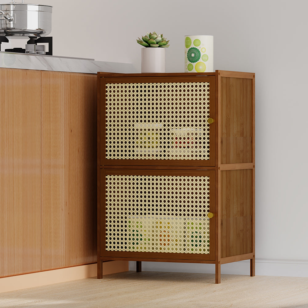 2 Tier Narrow Bookcase with Doors