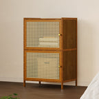 2 Tier Narrow Bookcase with Doors