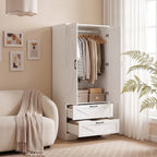 2-Door Wardrobe with Drawers & Mirror