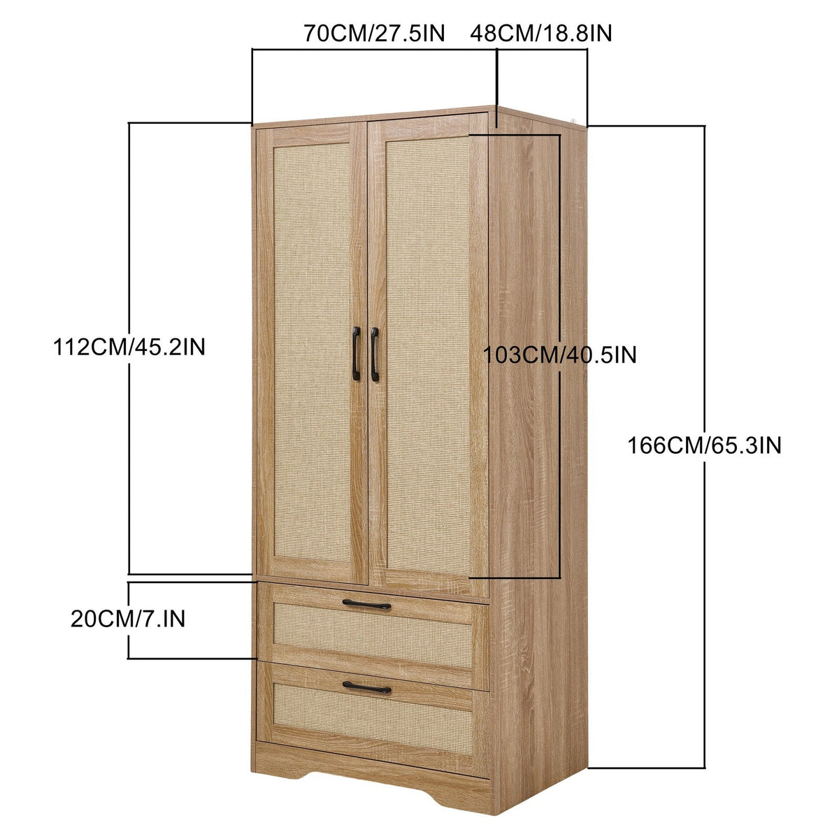 2-Door Wardrobe with 2 Drawers