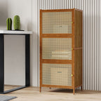 3 Tier Narrow Bookcase with Doors