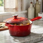 2.5L Enameled Cast Iron Saucepan with Lid