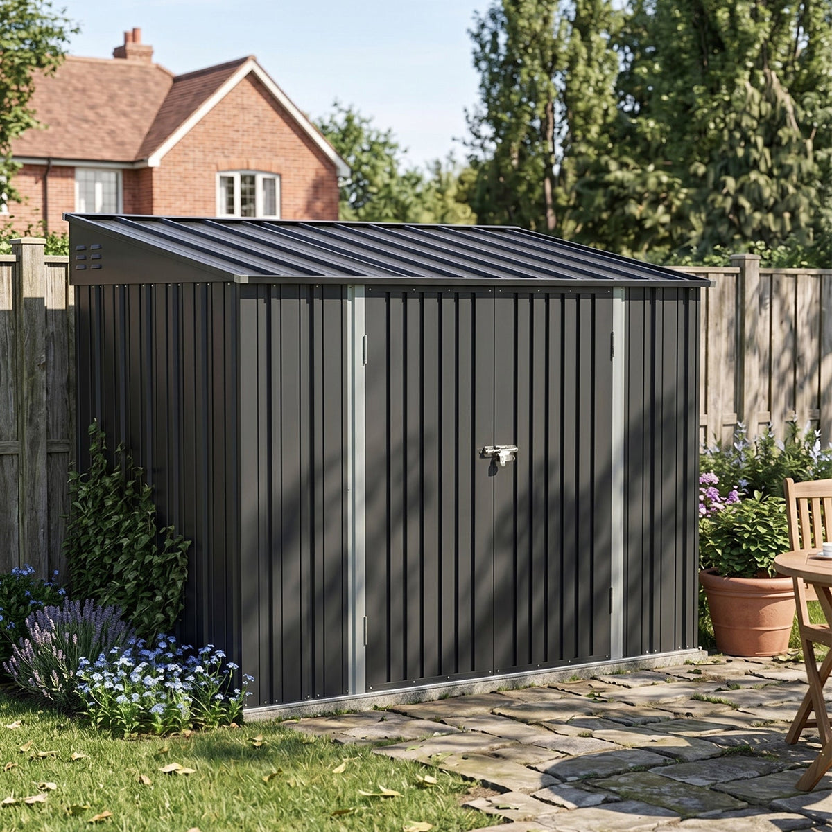 10 x 5 ft Metal Garden Storage Shed with Pent Roof & Double Doors