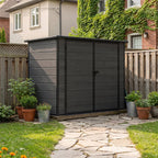 7 x 4 ft Outdoor Plastic Bike Storage Shed with Pent Roof & Double Doors