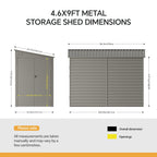 144cm Wide Metal Garden Storage Shed with Pent Roof