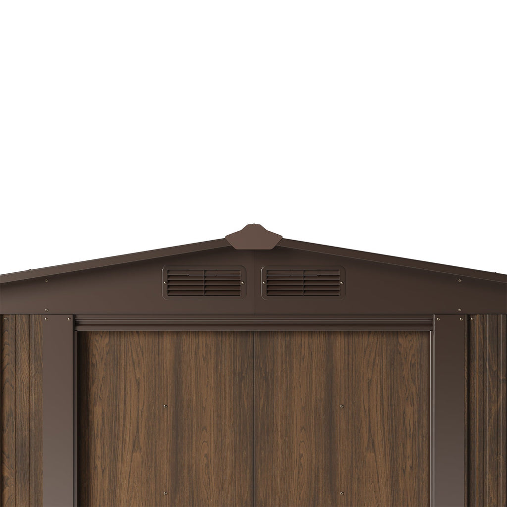 8 x 4 ft Metal Garden Storage Shed with Integrated Log Store & Apex Roof