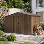 8 x 4 ft Metal Garden Storage Shed with Integrated Log Store & Apex Roof