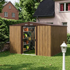 10 x 12 ft Metal Garden Storage Shed with Apex Roof & Sliding Door