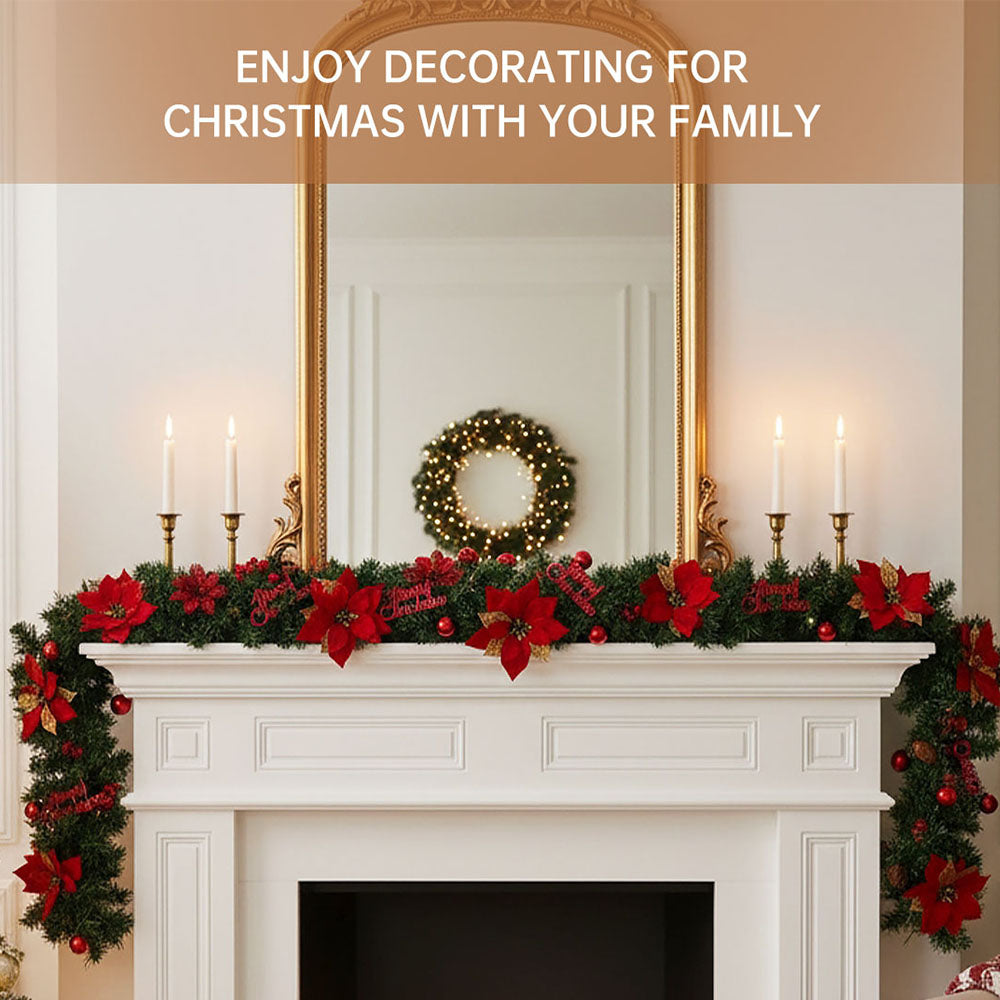 Artificial Christmas garland from Garden Sanctuary, 2.7 meters long with festive greenery and decorative accents.