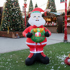 2.4M Lighted Christmas Inflatable Model Santa Holding Wreath Decoration