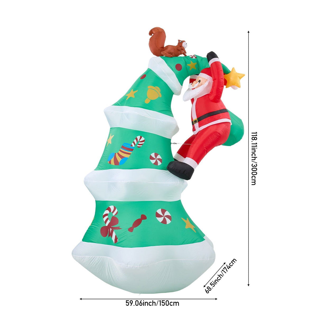 3m Christmas Tree Inflatable with Climbing Santa & LED Lights