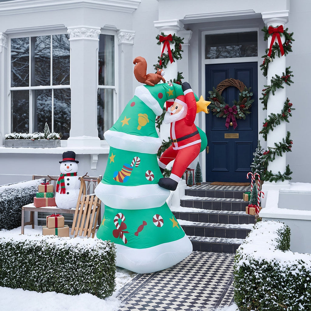 3m Christmas Tree Inflatable with Climbing Santa & LED Lights
