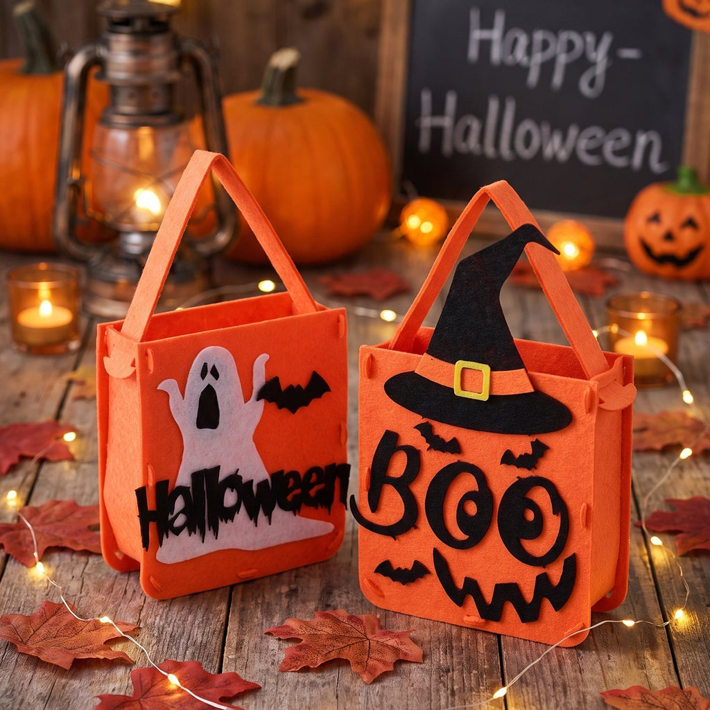 2-Pack Halloween Felt Trick or Treat Bags with Handles