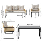 5 Seats with Indoor/Outdoor Rattan Sofa Coffee Table